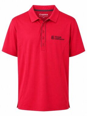 Sunice Mens Red Tour Championship Polo Shirt Golf Apparel Size L Performance Str